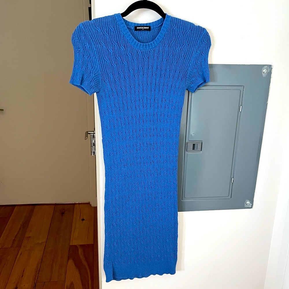 Cobalt blue knit sweater dress